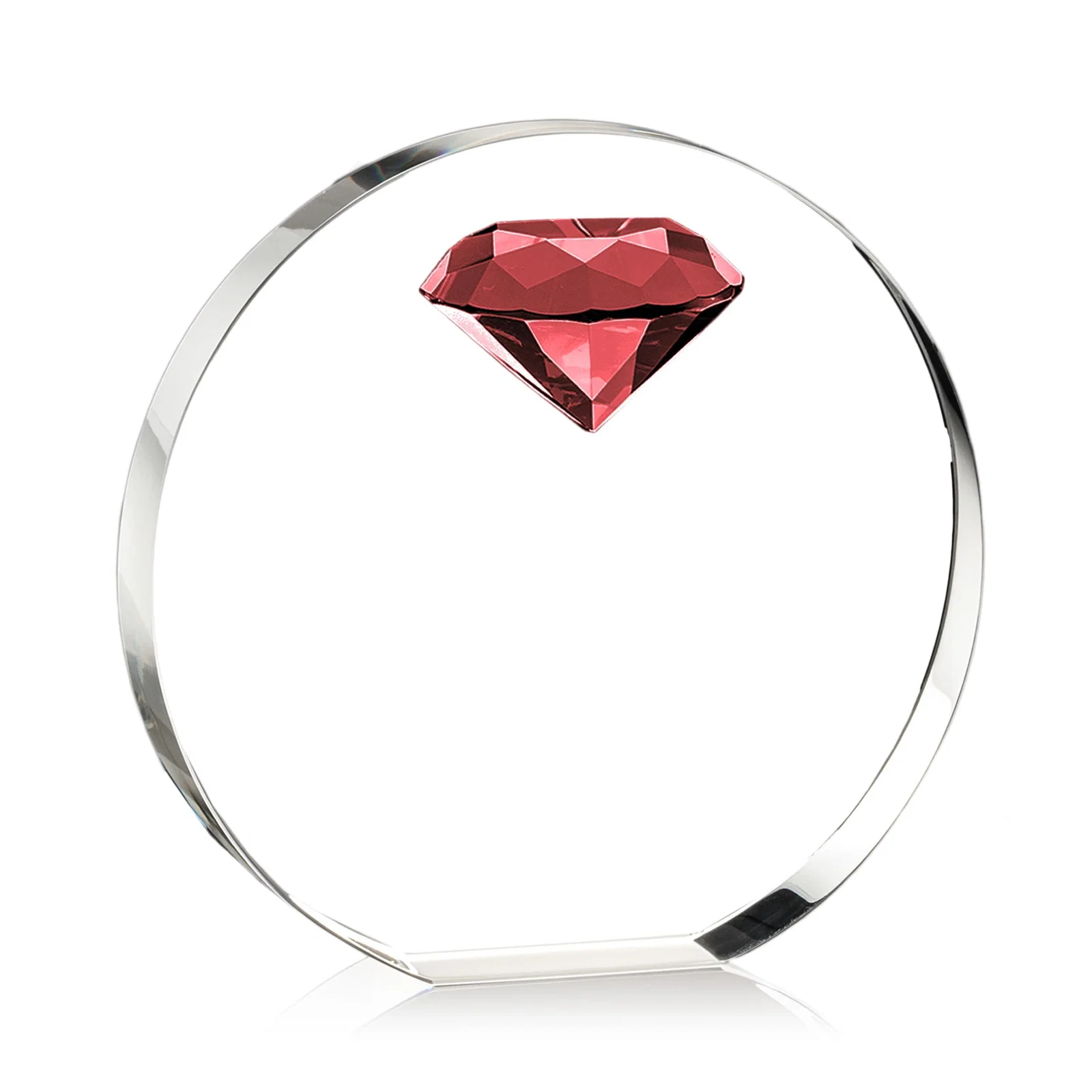 Branded Optical Crystal Disc Award with Faceted Gemstone for corporate award ceremonies