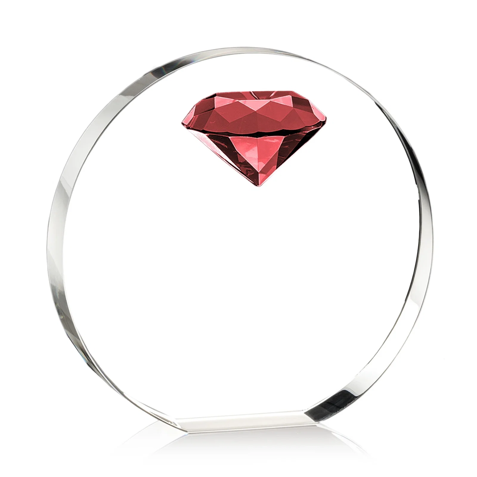 Branded Optical Crystal Disc Award with Faceted Gemstone for service anniversary gifts