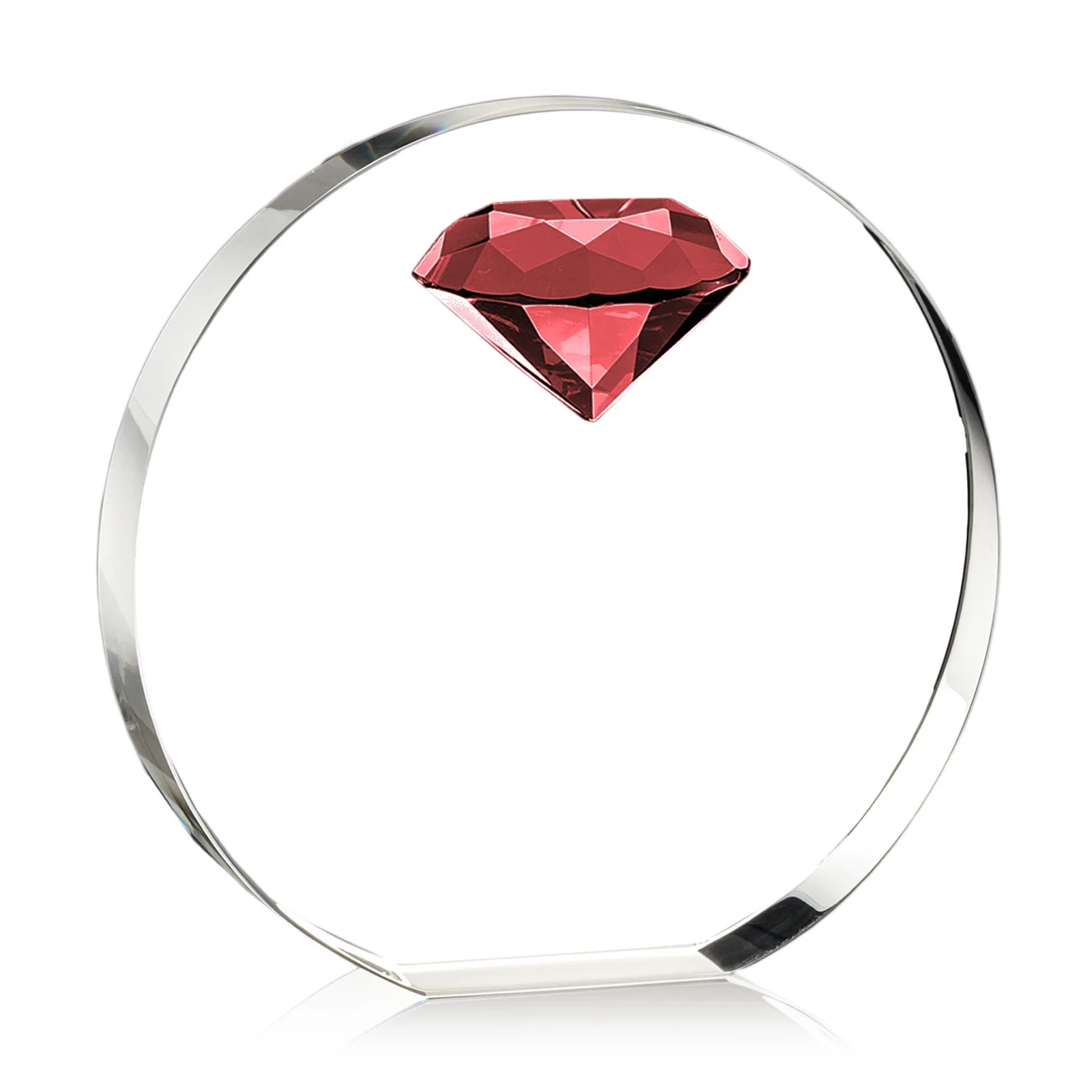 Branded Optical Crystal Disc Award with Faceted Gemstone for sales achievement awards