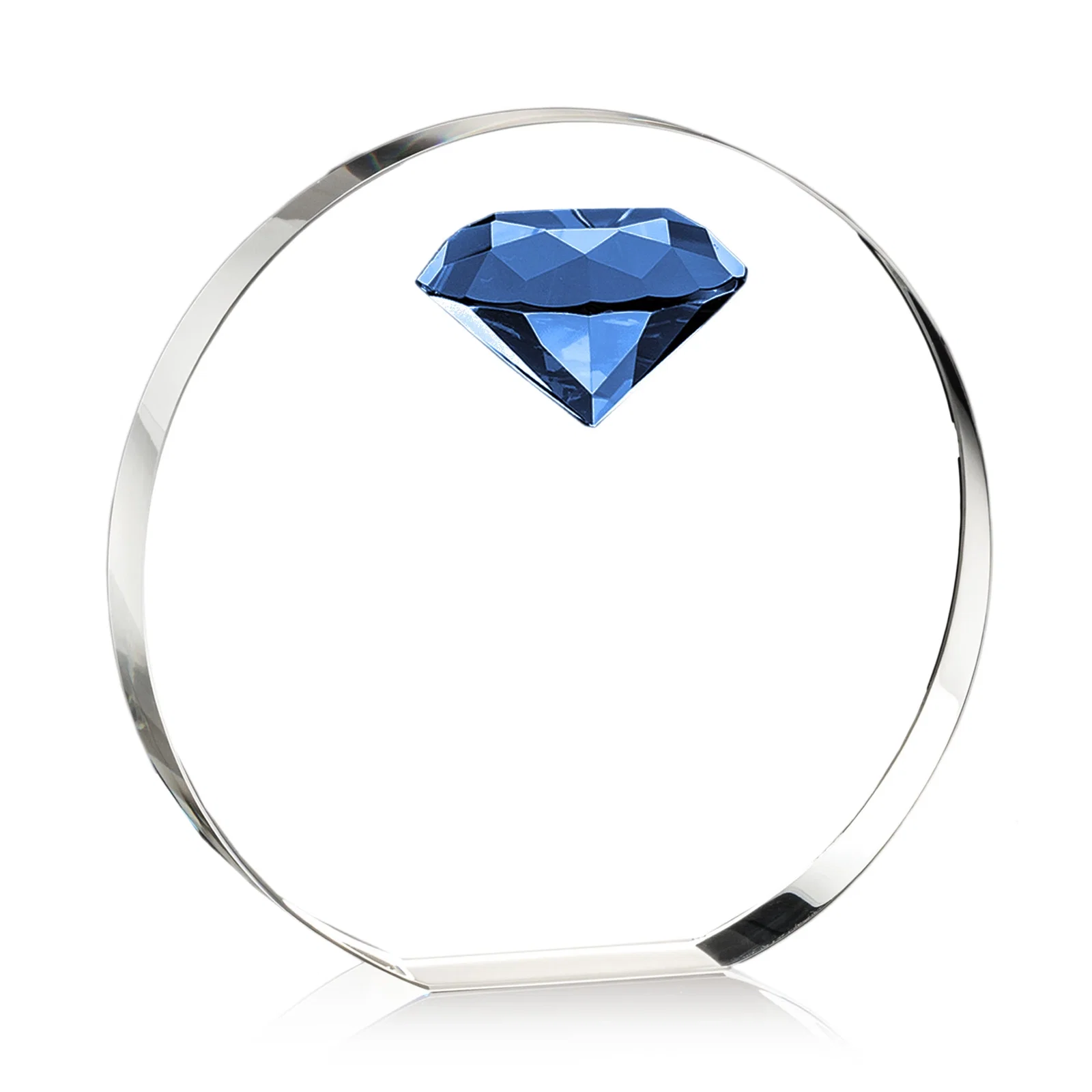 Branded Optical Crystal Disc Award with Faceted Gemstone for donor appreciation