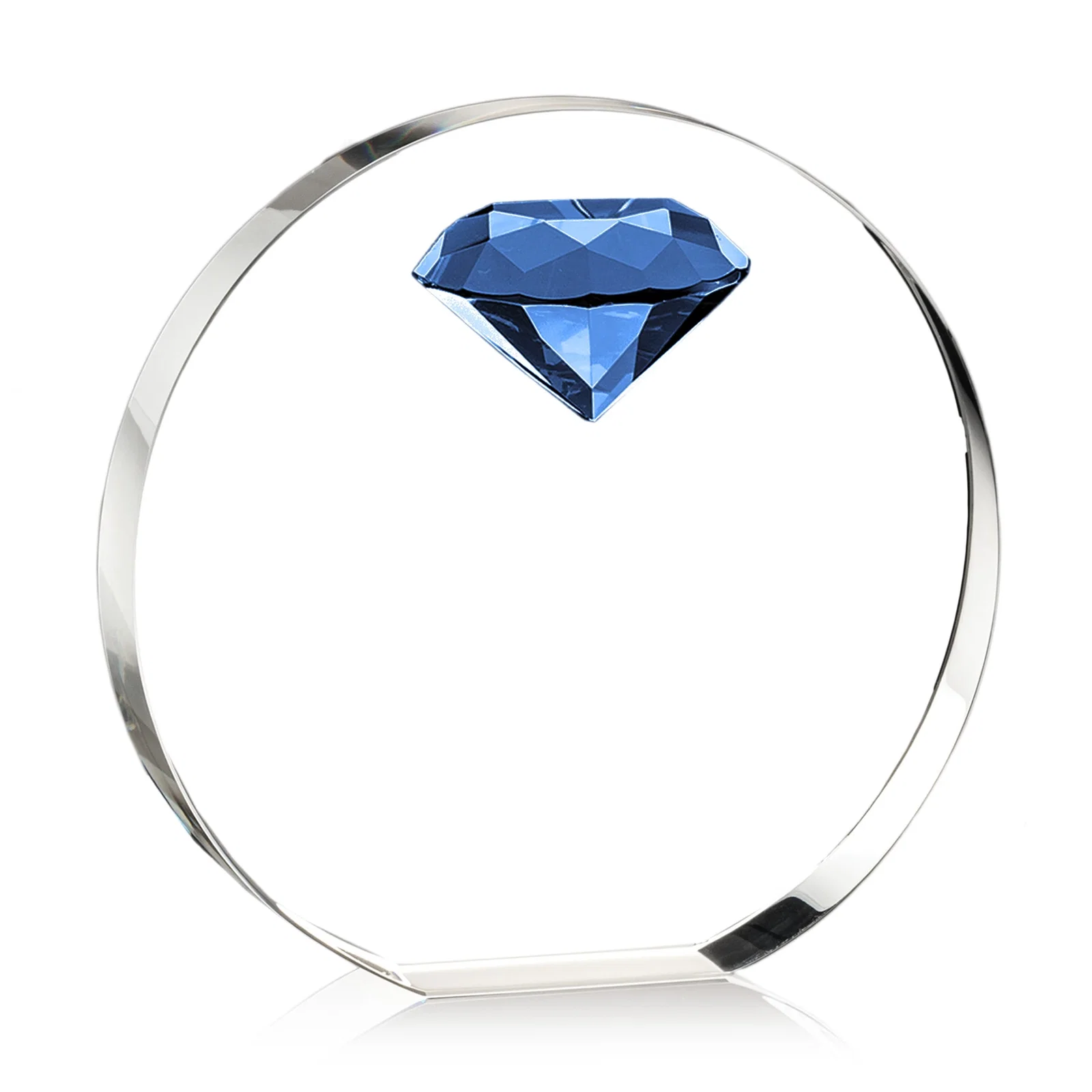 Branded Optical Crystal Disc Award with Faceted Gemstone for graduation ceremonies