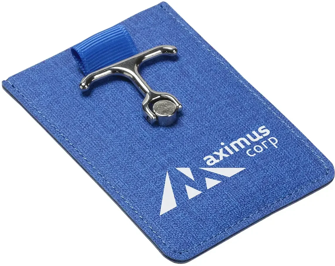 Anchor custom phone wallet propping up a phone as a stand