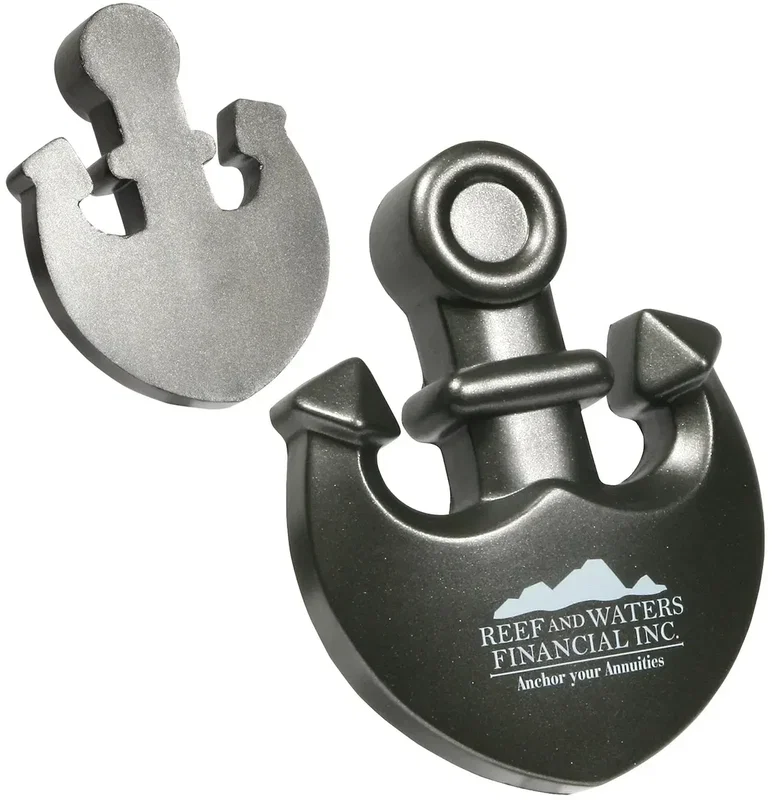 Ship's anchor stress reliever with custom logo, promotional branded nautical squeeze toy