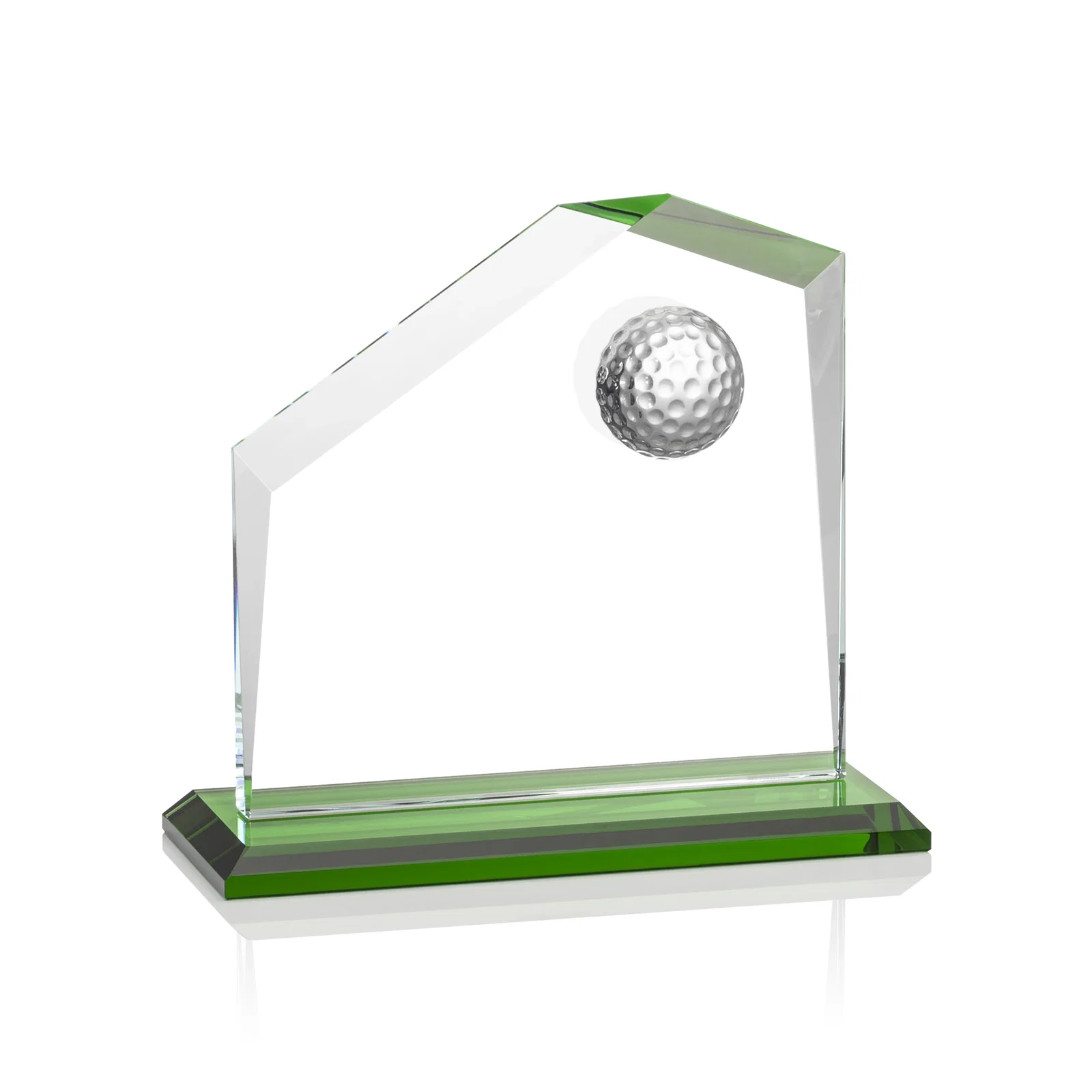 Personalized Starfire Crystal Award with 3D Golf Ball on Beveled Face for graduation ceremonies