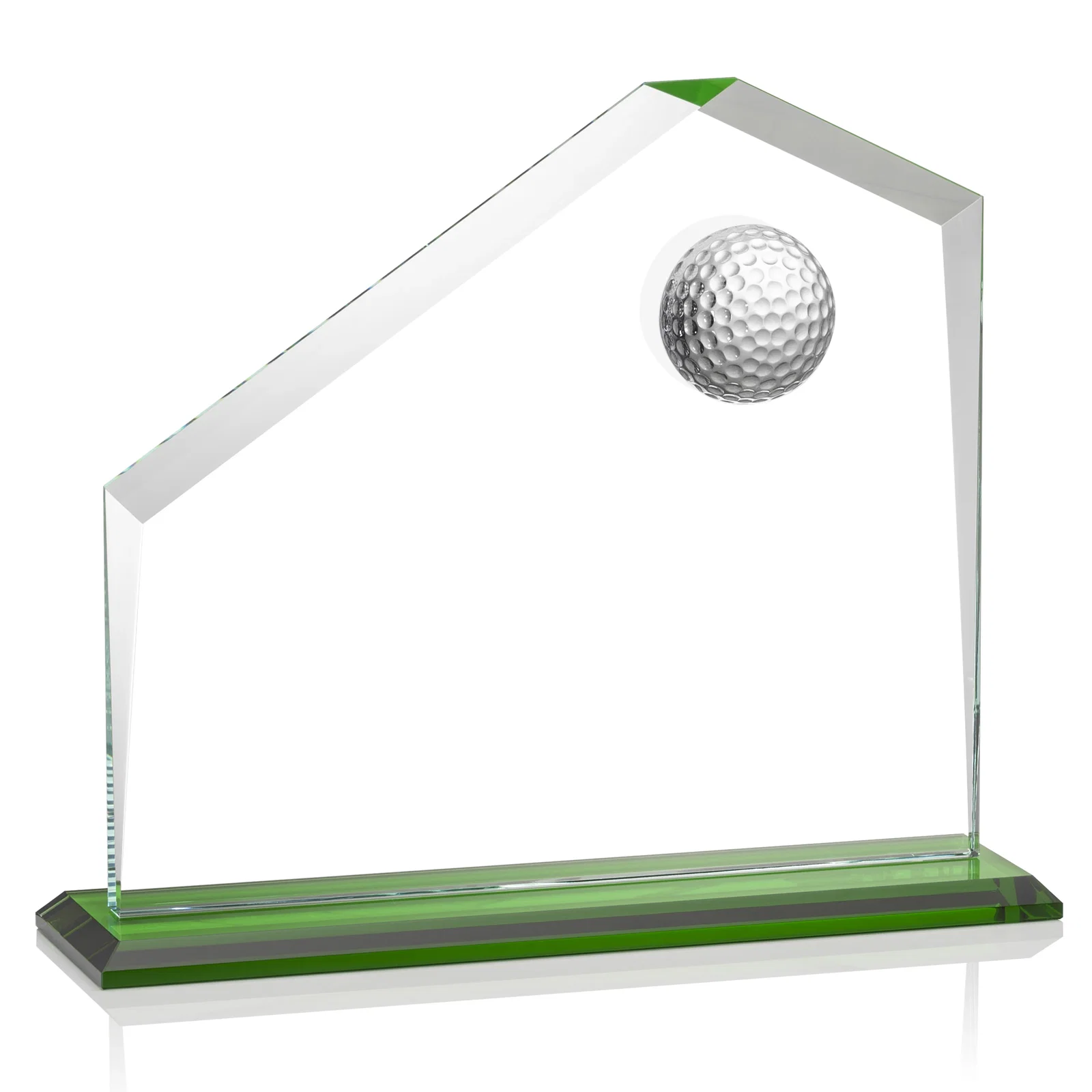 Personalized Starfire Crystal Award with 3D Golf Ball on Beveled Face for volunteer appreciation
