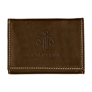Andrew Philips® Leather Contrast Stitch Tri-Fold Wallet