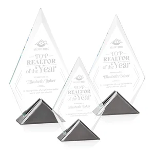 Starfire Crystal Diamond Award on Triangular Gunmetal Base