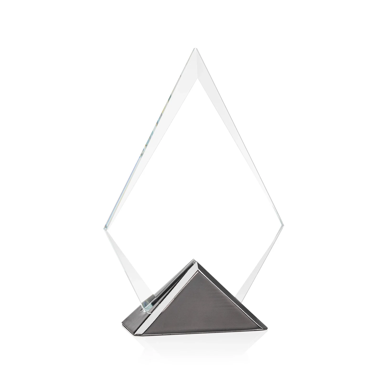 Custom Starfire Crystal Diamond Award on Triangular Gunmetal Base for volunteer appreciation
