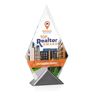 Starfire Crystal Diamond Award on Triangular Gunmetal Base