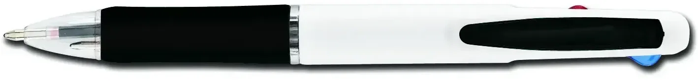 Android Pen. White plastic pen with black, blue, and red ink for trade show handouts, view 4