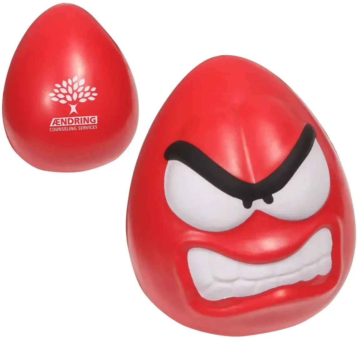 Custom Angry Mini Mood Maniac Stress Reliever, scowling-face promotional foam squeeze toy with logo space