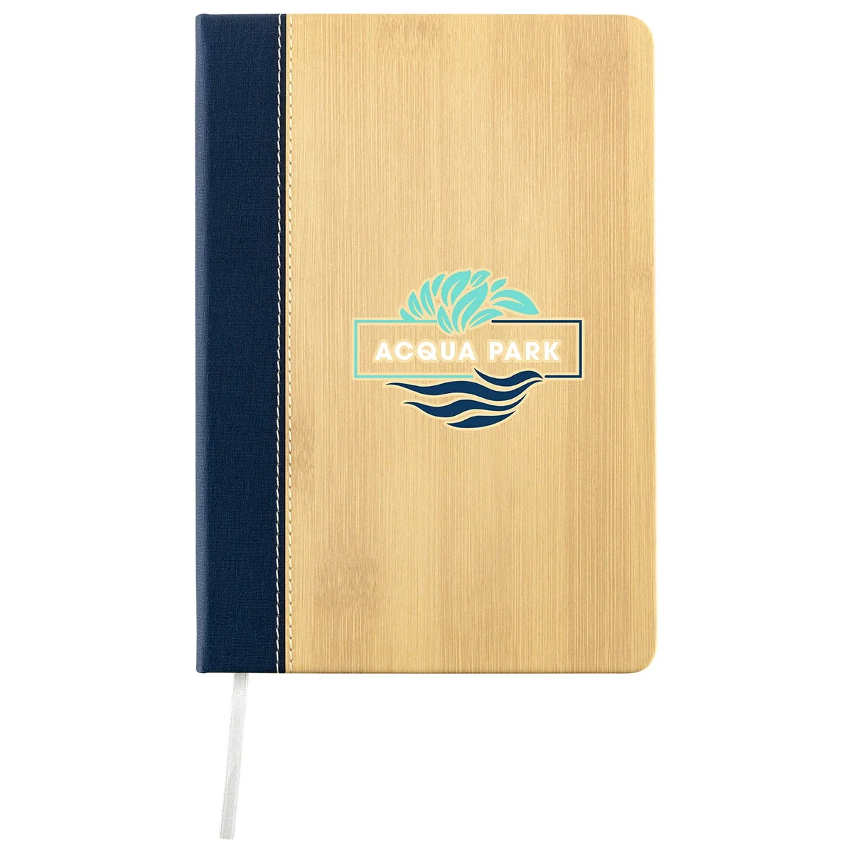 Close-up of the Anji journal's faux bamboo cover texture