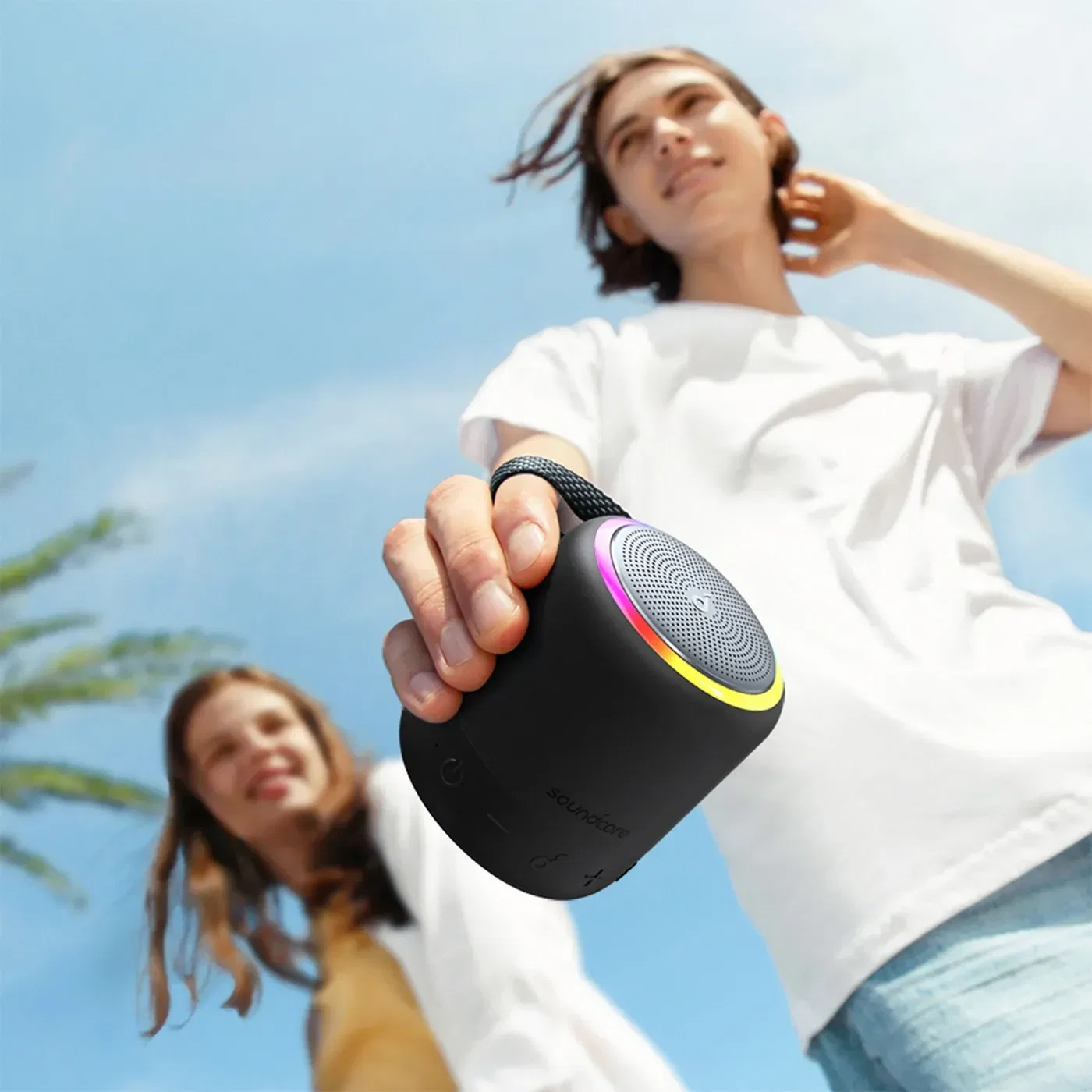 Anker® Soundcore Mini 3 Pro Bluetooth® Speaker held in hand