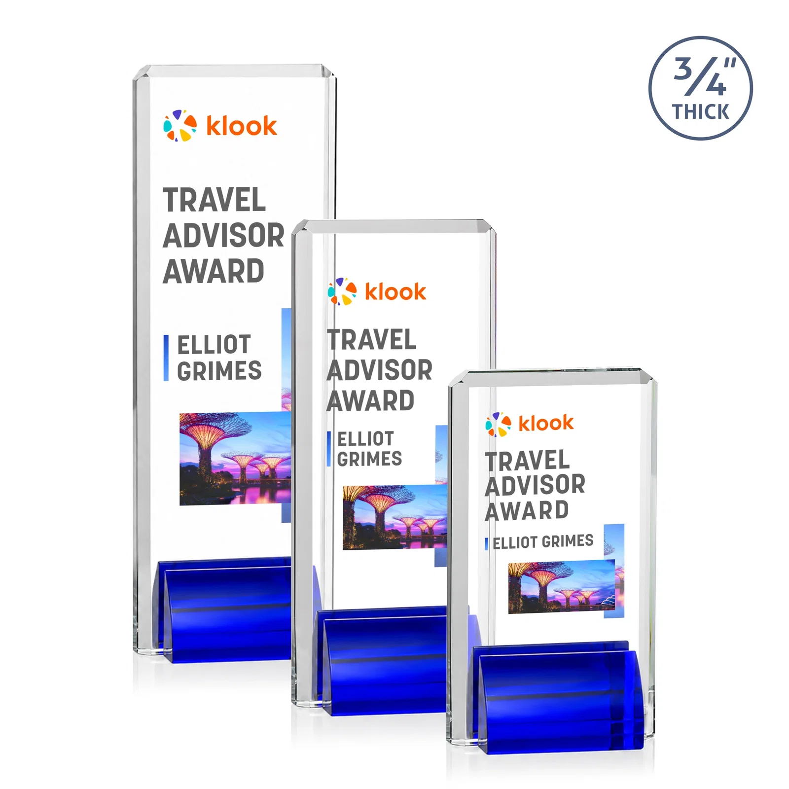 Promotional Starfire Crystal Rectangle Award Fused to Paired Red Base, metal awards for team milestone celebrations