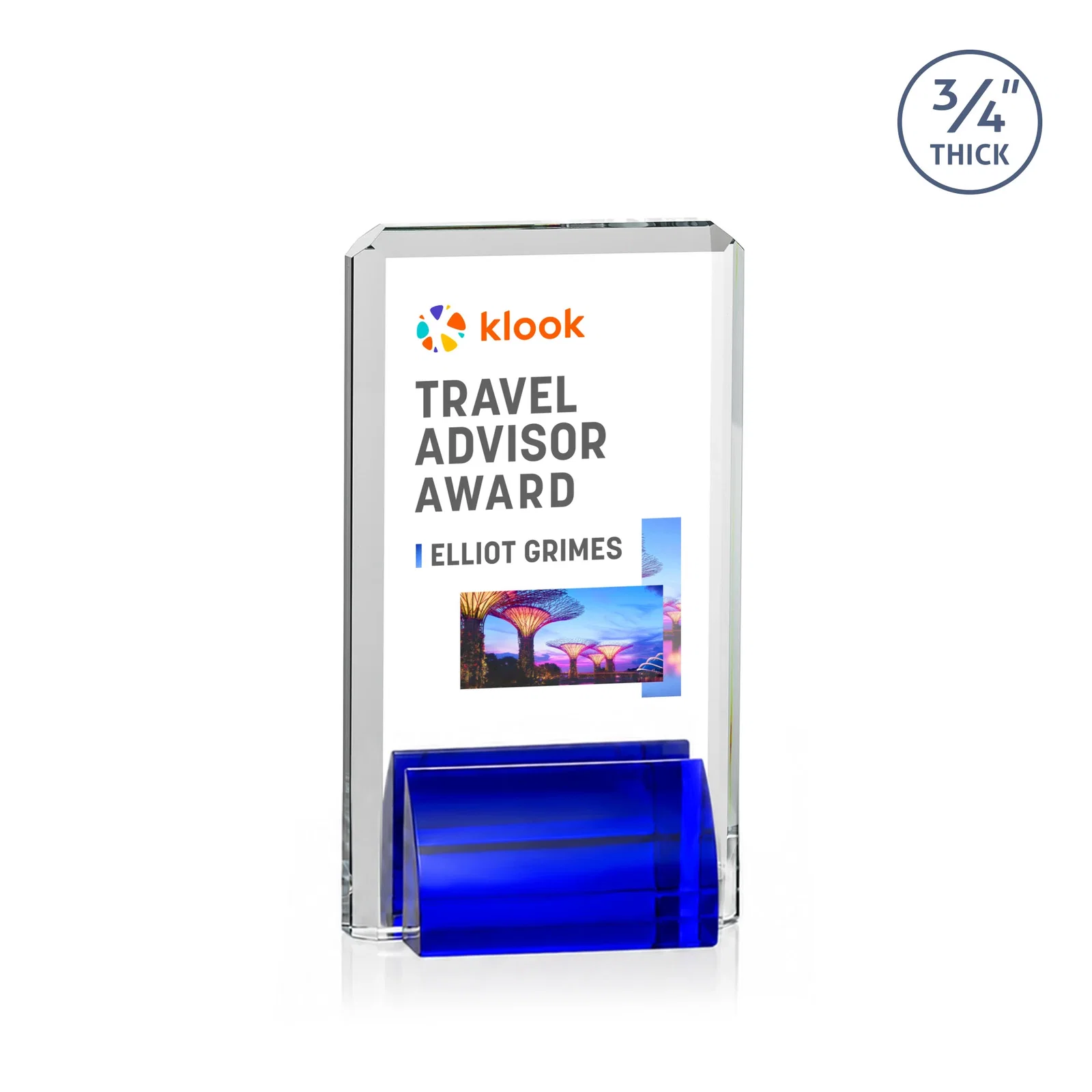 Promotional Starfire Crystal Rectangle Award Fused to Paired Red Base, metal awards for graduation ceremonies