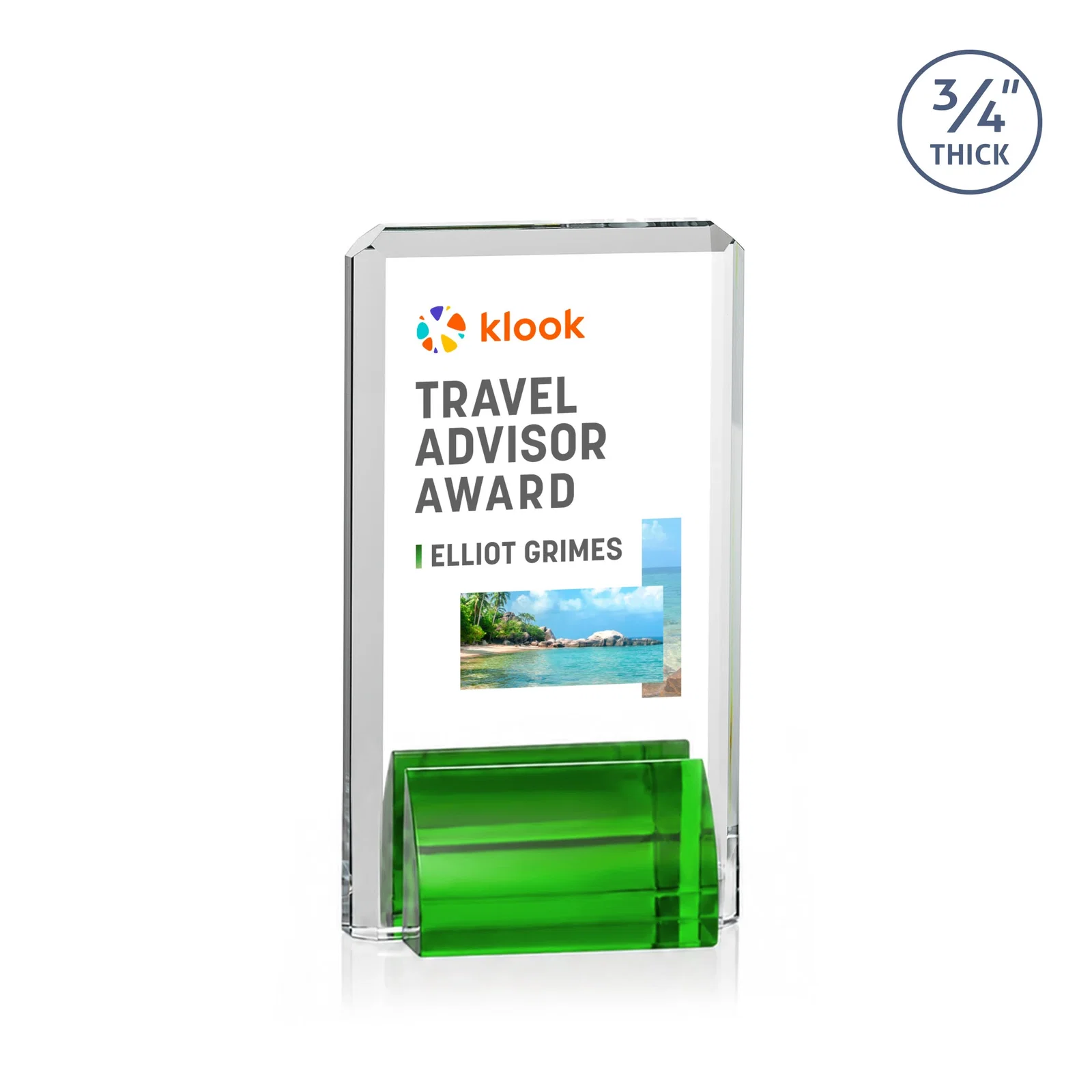 Branded Starfire Crystal Rectangle Award Fused to Paired Red Base, metal awards for employee recognition