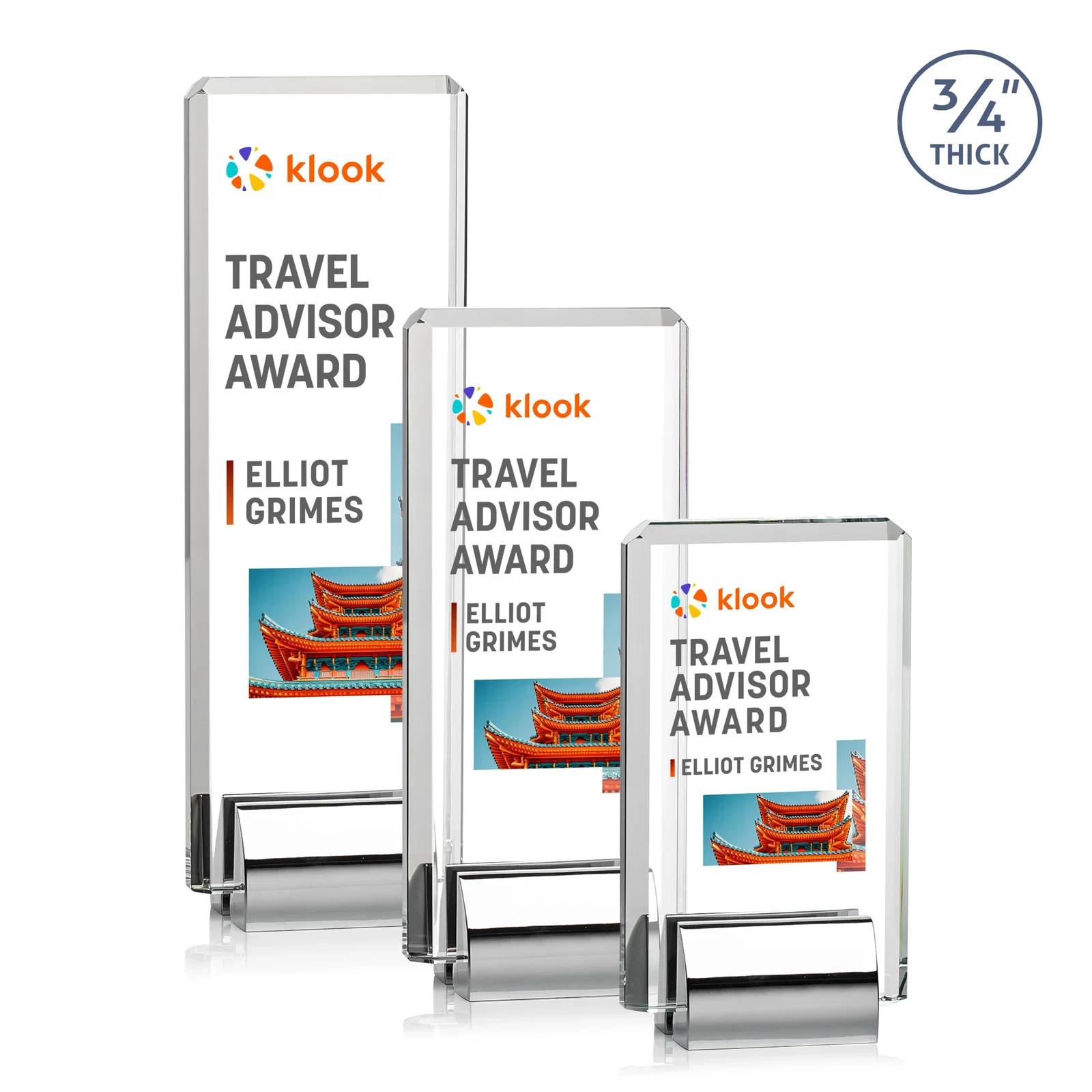 Branded Starfire Crystal Rectangle Award Fused to Paired Red Base, metal awards for safety achievement programs