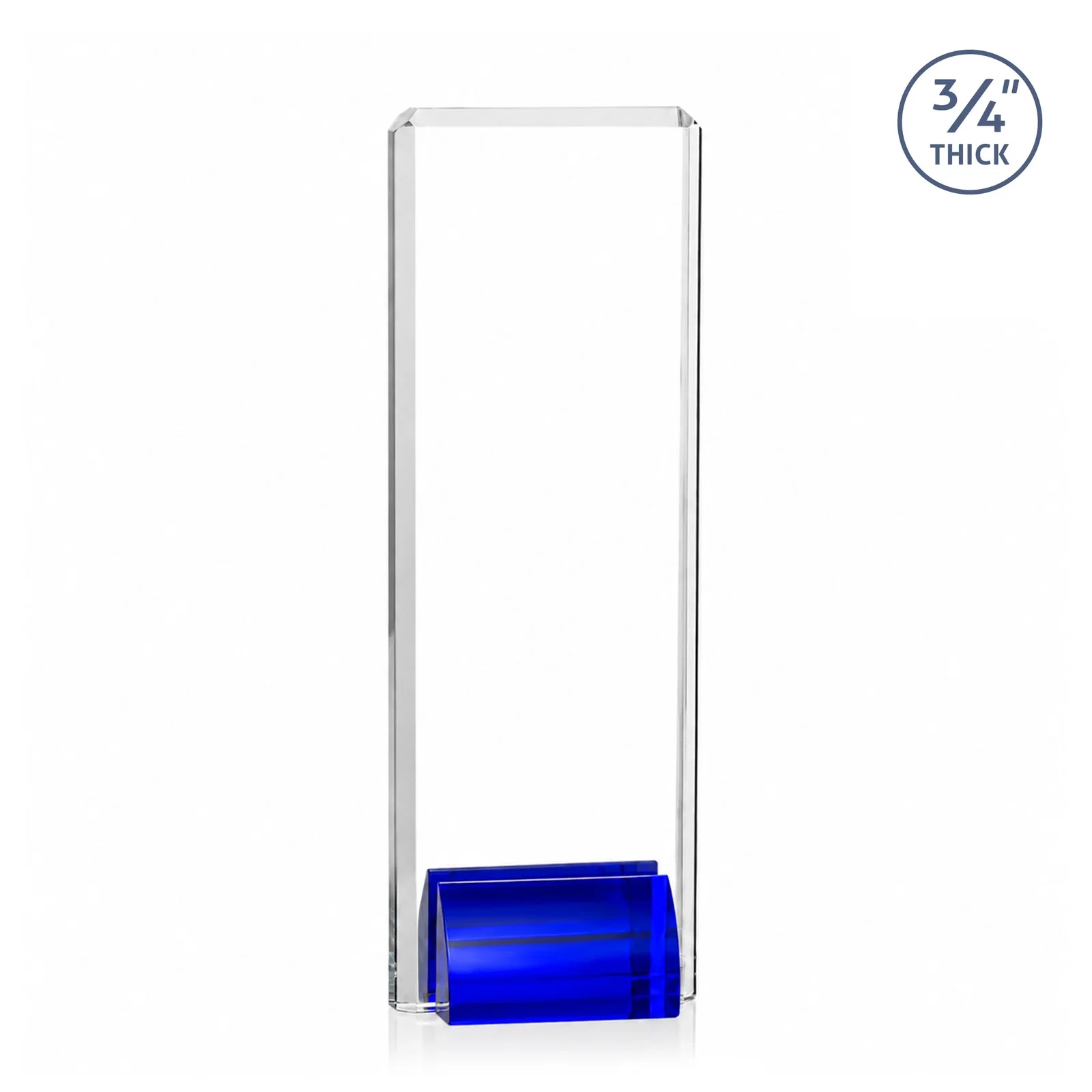 Custom printed Starfire Crystal Rectangle Award Fused to Paired Red Base, metal awards for retirement presentations