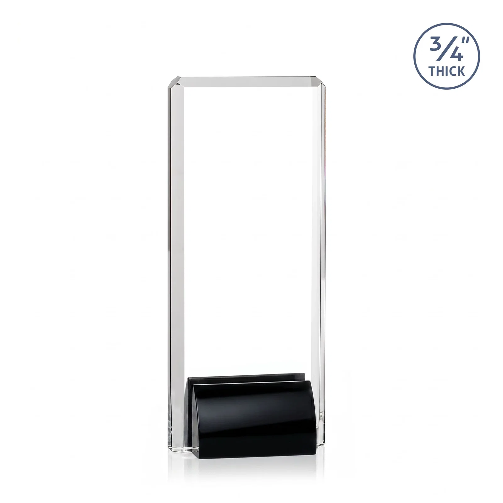 Custom printed Starfire Crystal Rectangle Award Fused to Paired Red Base, metal awards for safety achievement programs