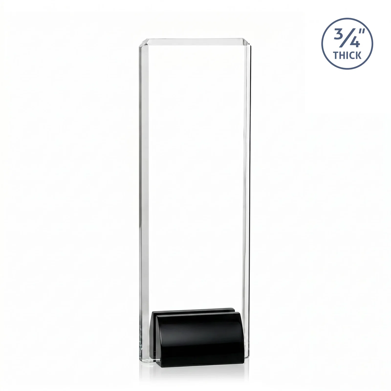 Custom printed Starfire Crystal Rectangle Award Fused to Paired Red Base, metal awards for volunteer appreciation