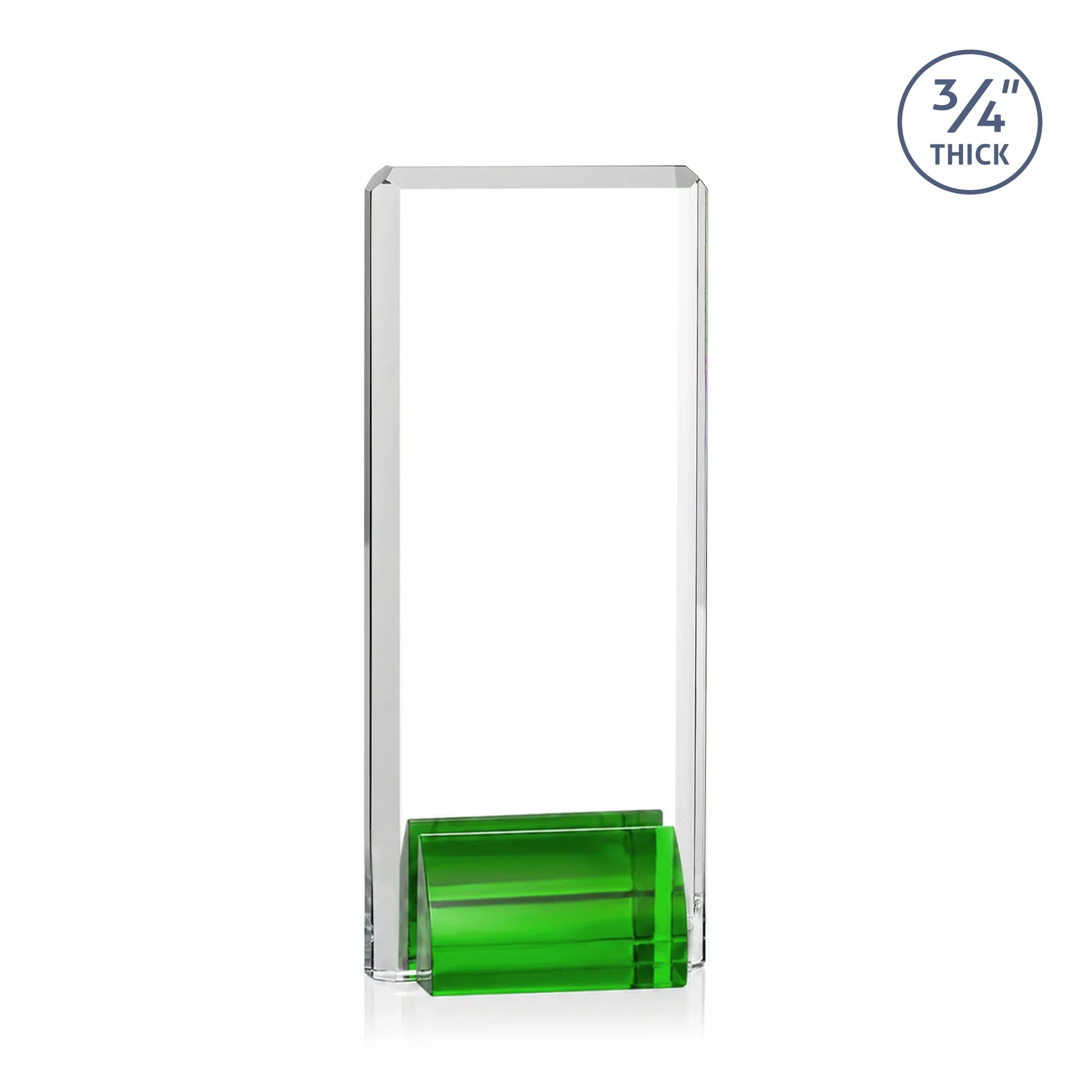 Custom printed Starfire Crystal Rectangle Award Fused to Paired Red Base, metal awards for company anniversary events