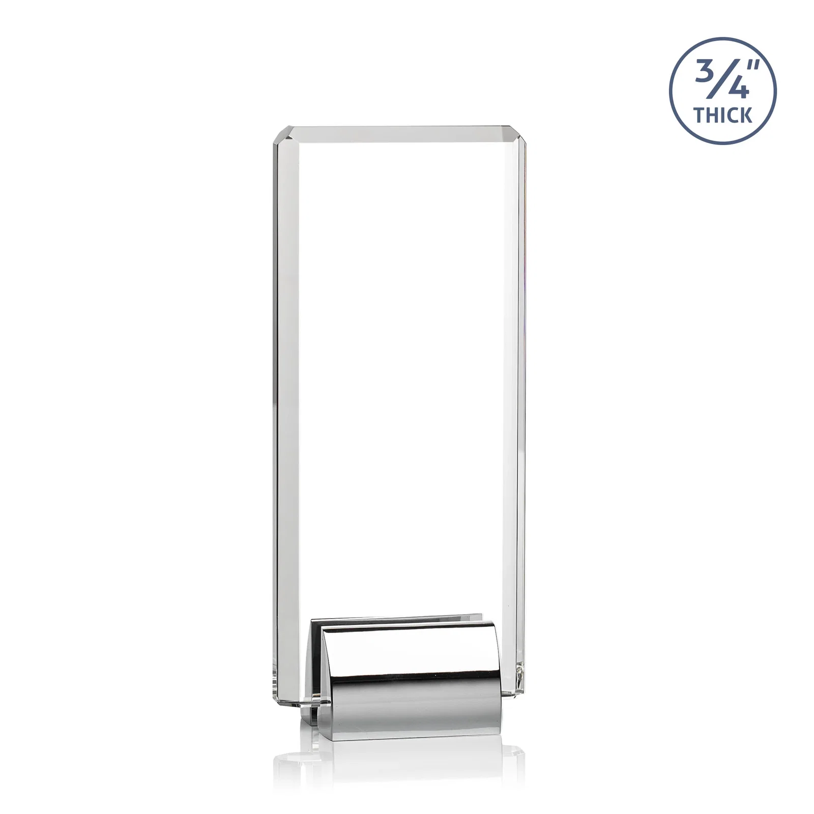 Customized Starfire Crystal Rectangle Award Fused to Paired Red Base, metal awards for service anniversary gifts