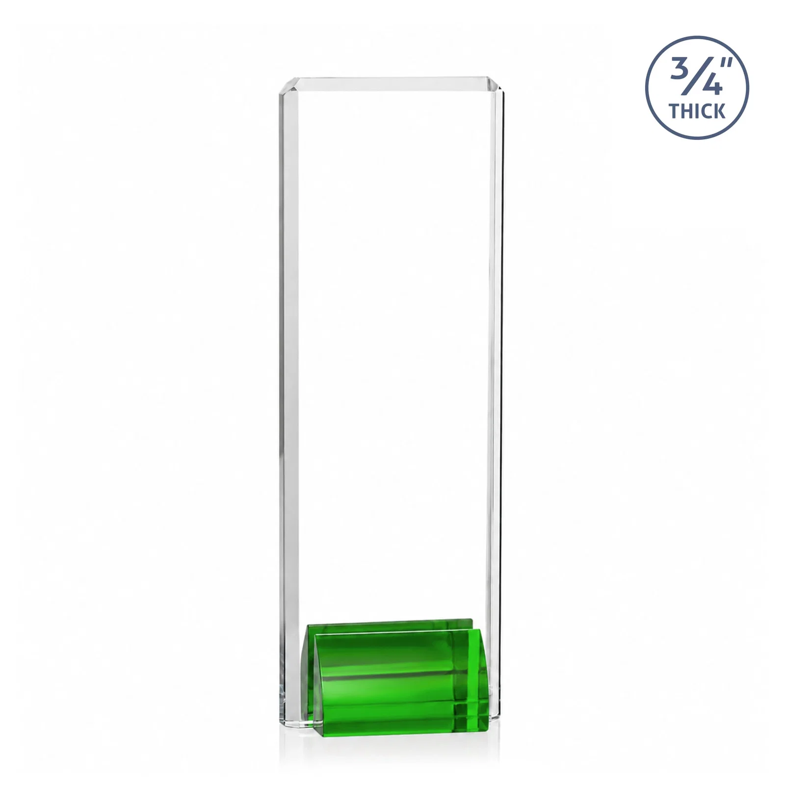 Customized Starfire Crystal Rectangle Award Fused to Paired Red Base, metal awards for team milestone celebrations