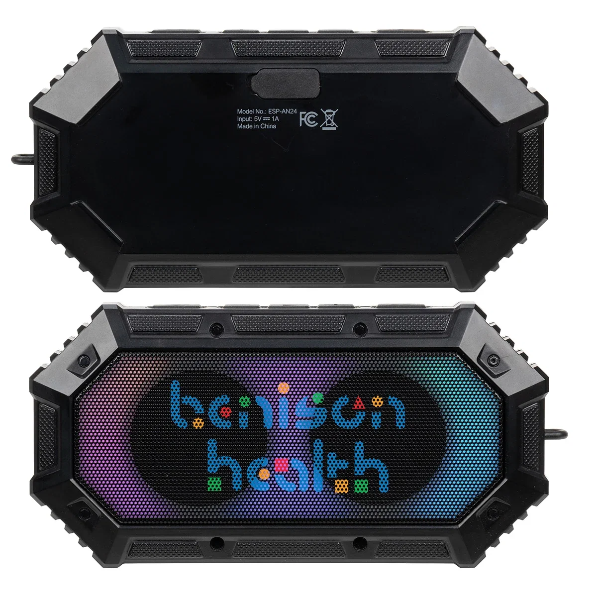 Side profile of the promotional Anthem Light-Up Waterproof Wireless Speaker