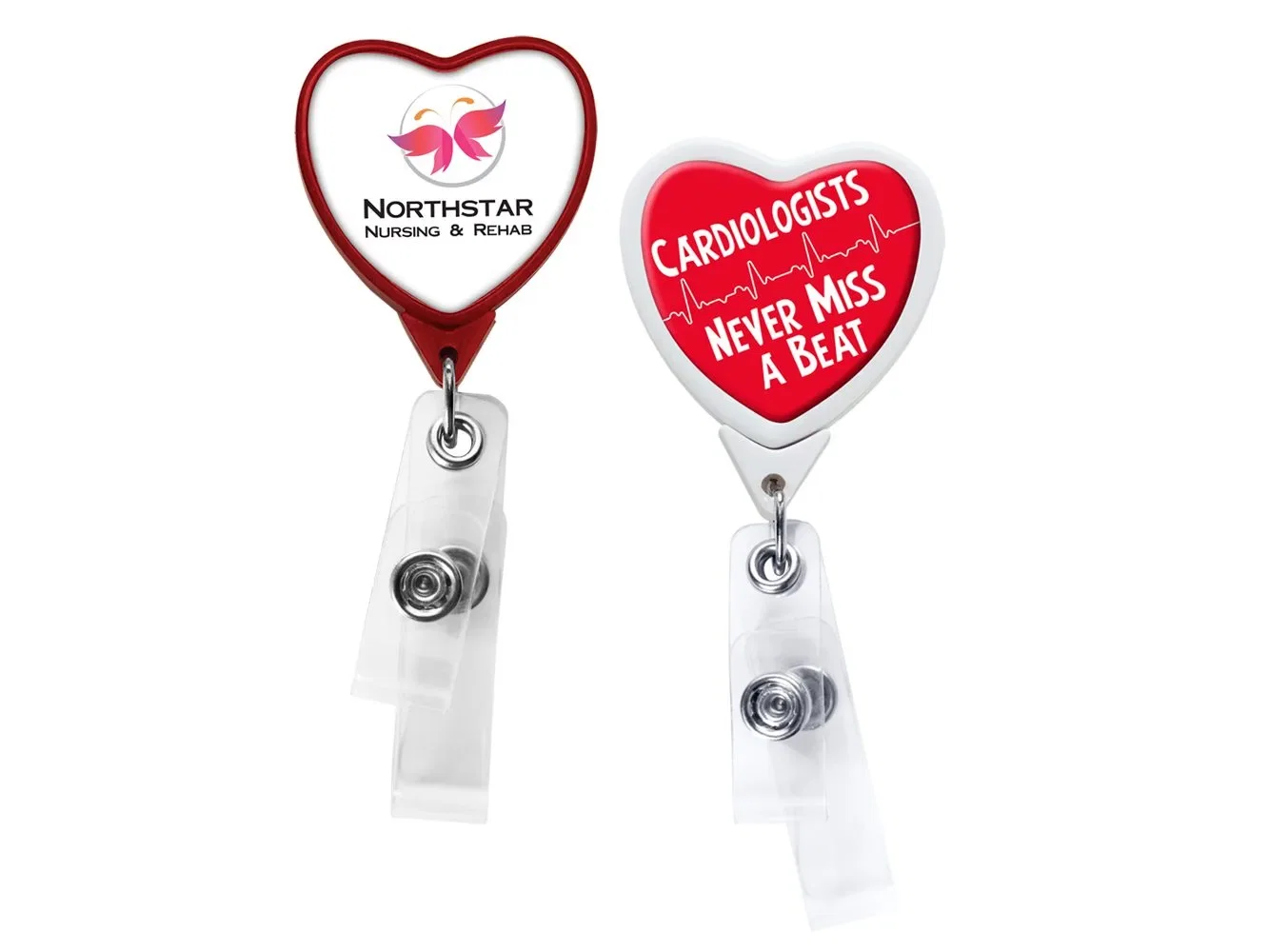 Anti-Microbial Heart Shape Badge Reel (Single & Double Strap) — view 4