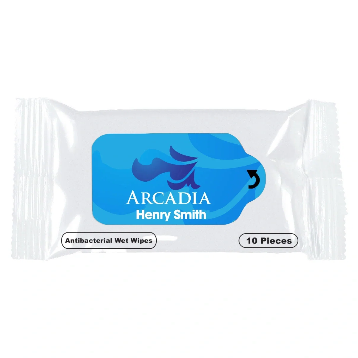 Several wipe packets grouped together for giveaway handouts