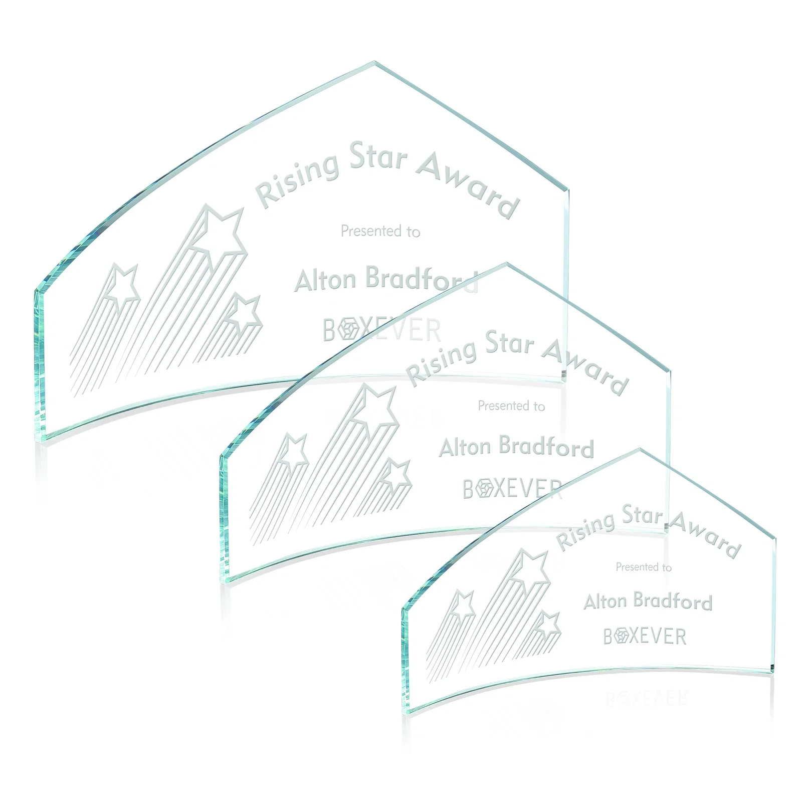 Custom Starfire Crystal Peak-and-Crescent Award, Free of Green Cast, awards for corporate award ceremonies