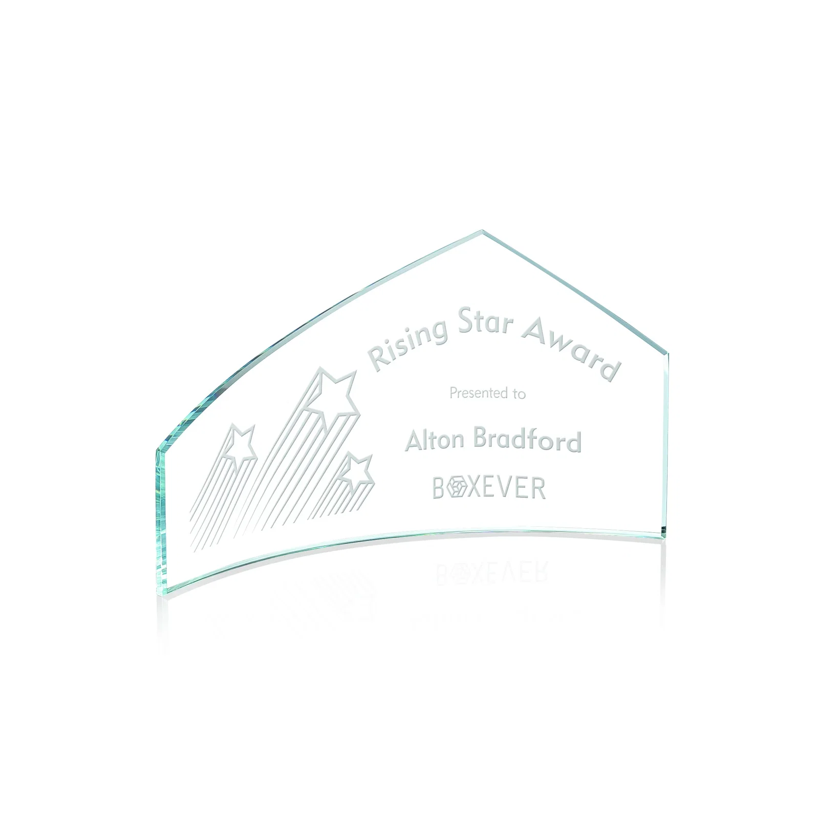 Custom Starfire Crystal Peak-and-Crescent Award, Free of Green Cast, awards for service anniversary gifts