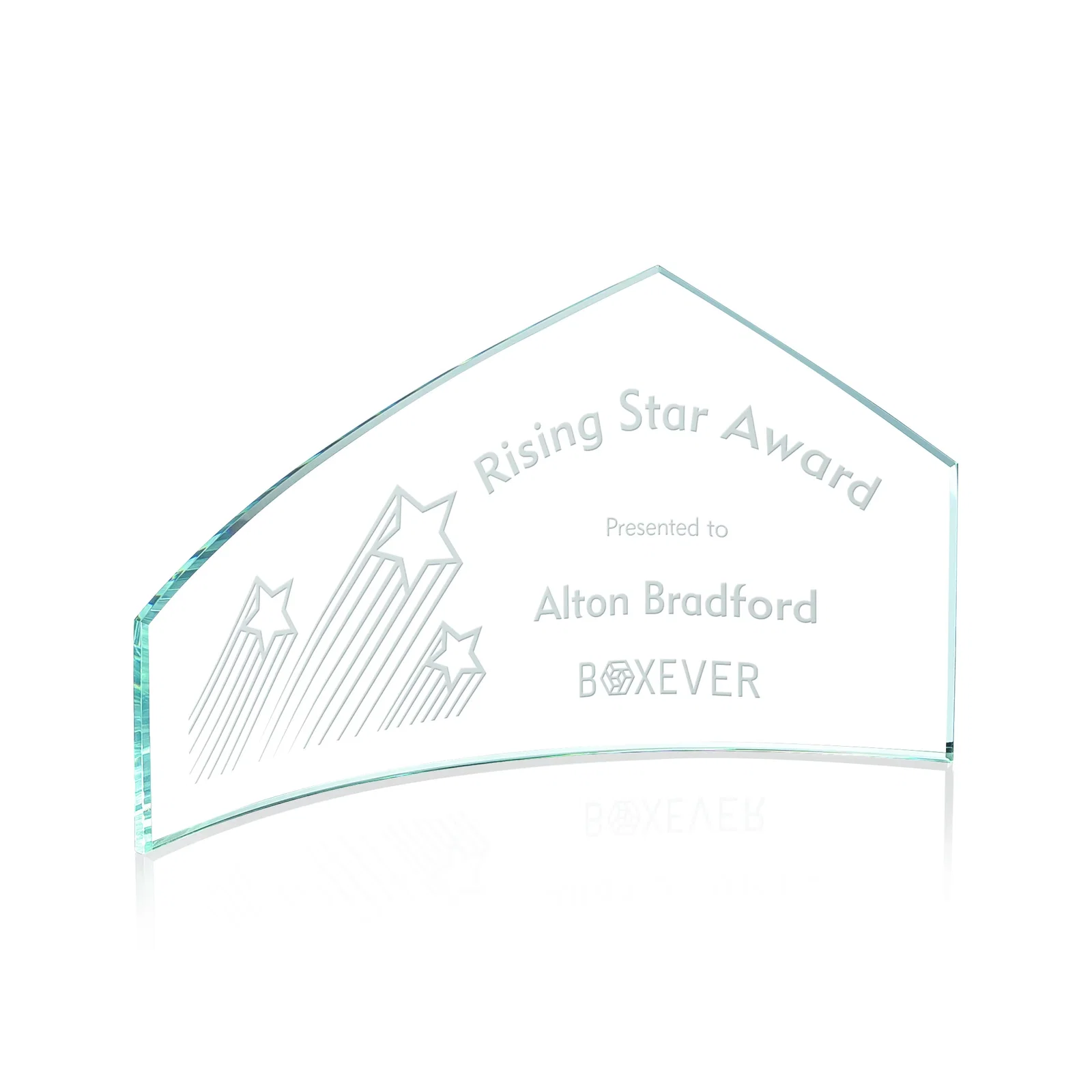 Custom Starfire Crystal Peak-and-Crescent Award, Free of Green Cast, awards for sales achievement awards