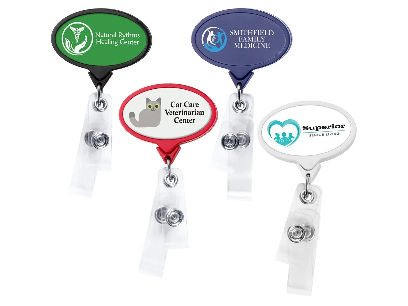 Antimicrobial Double Vinyl Strap Secure ID Badge Reel (Rectangle, Round, Oval and Square) — view 4