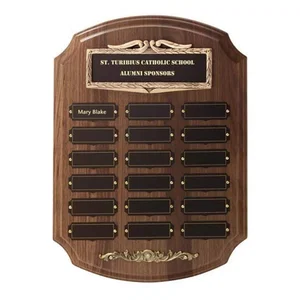 Walnut Perpetual Plaque With Cast Laurel Wreath Header Frame