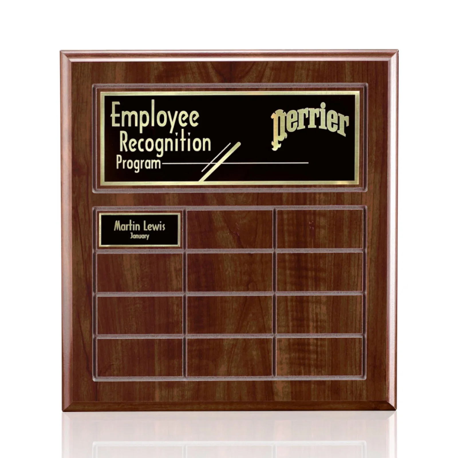 Custom Cherry Finish Laminate Perpetual Plaque With Blank Plates for corporate award ceremonies