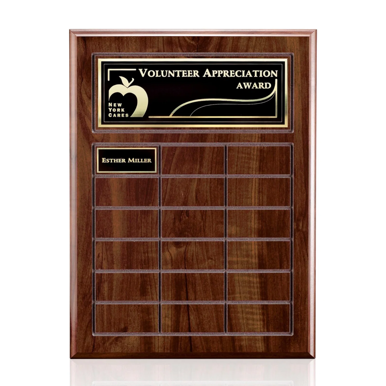 Custom Cherry Finish Laminate Perpetual Plaque With Blank Plates for service anniversary gifts