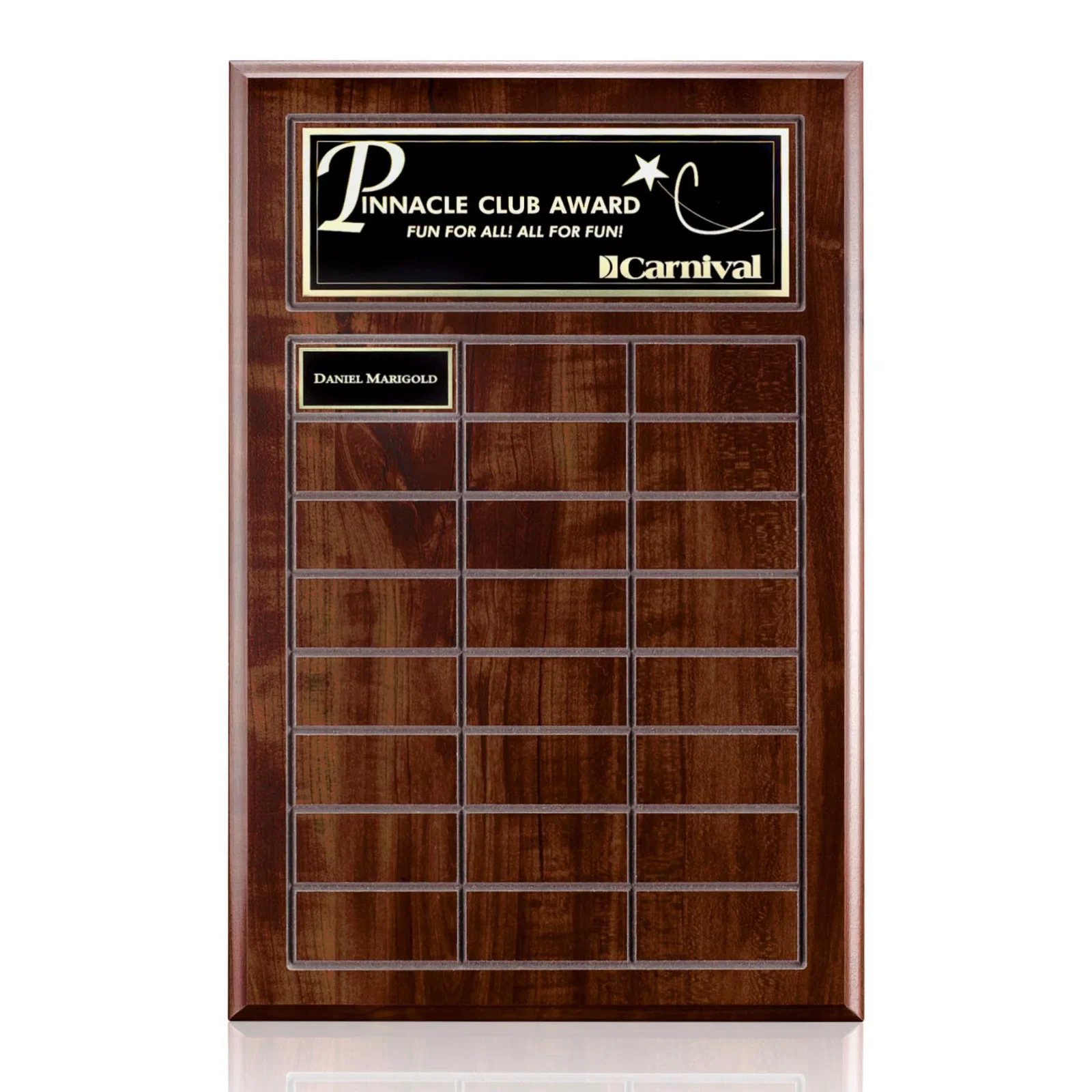 Custom Cherry Finish Laminate Perpetual Plaque With Blank Plates for sales achievement awards