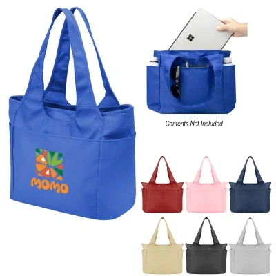 Convention tote bag sized to carry a laptop and files