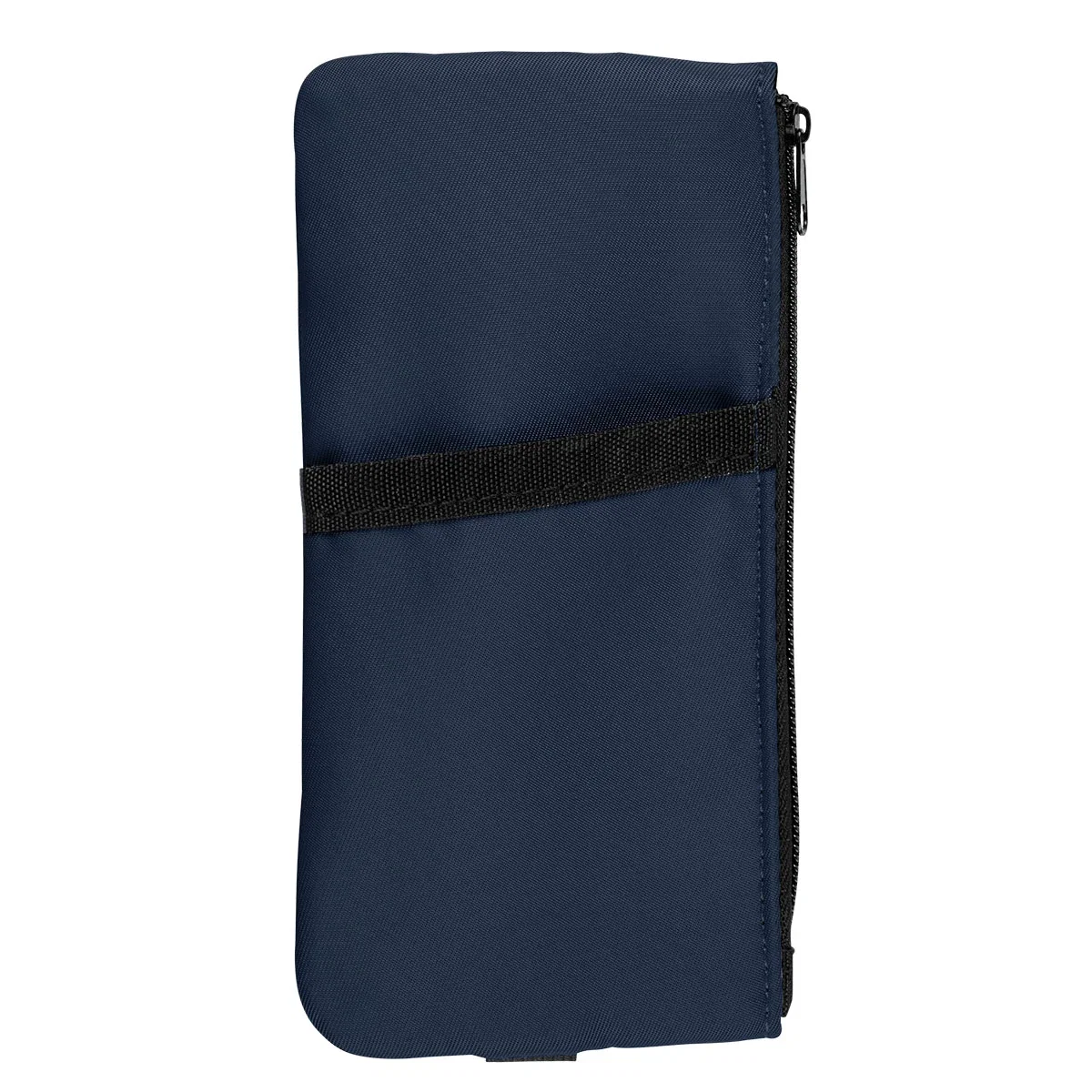 Left-side framing of the slim pouch standing alone
