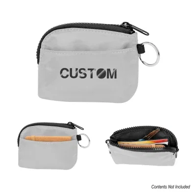 Small rPET card pouch measuring five inches wide