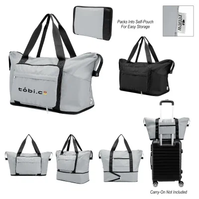 Expandable duffel bag made from recycled polyester