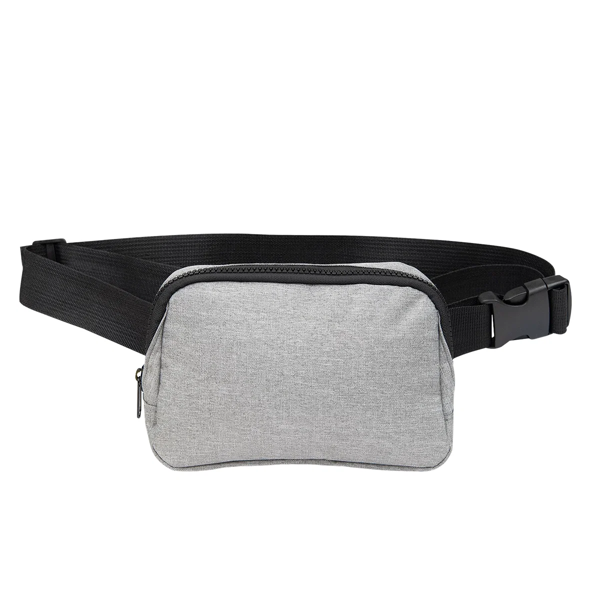 Front panel captured at close range on the heathered belt bag