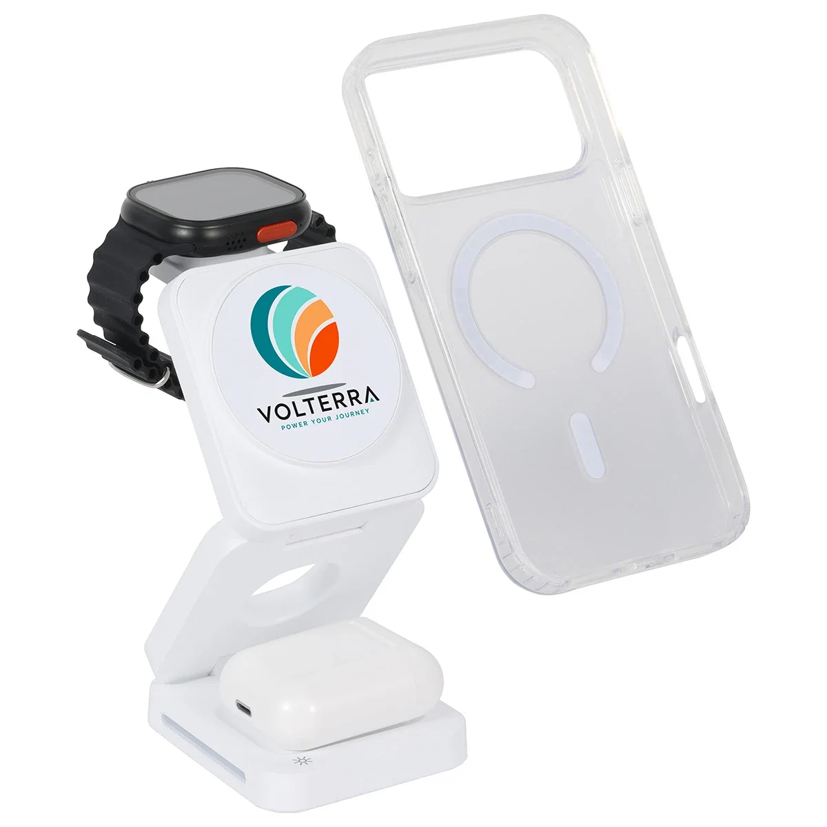 Side profile of the promotional Apex charging station folded flat