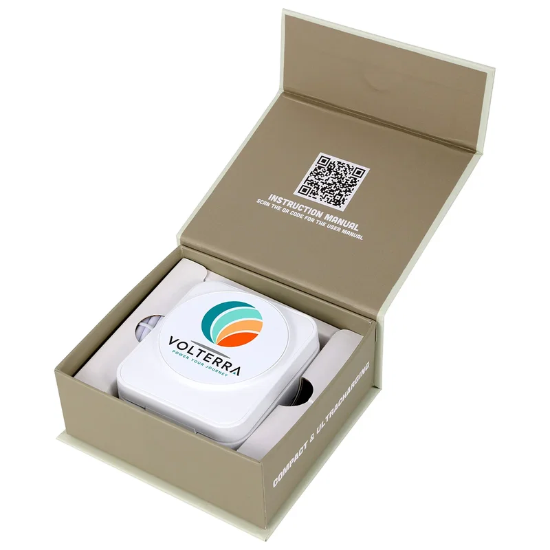Close-up of the Apex charging station's packaging showing product details