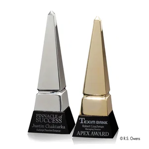 Polished Cast Metal Obelisk Award With a Narrow Footprint