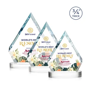 Starfire Crystal Diamond Award With a Full-Color Printed Base