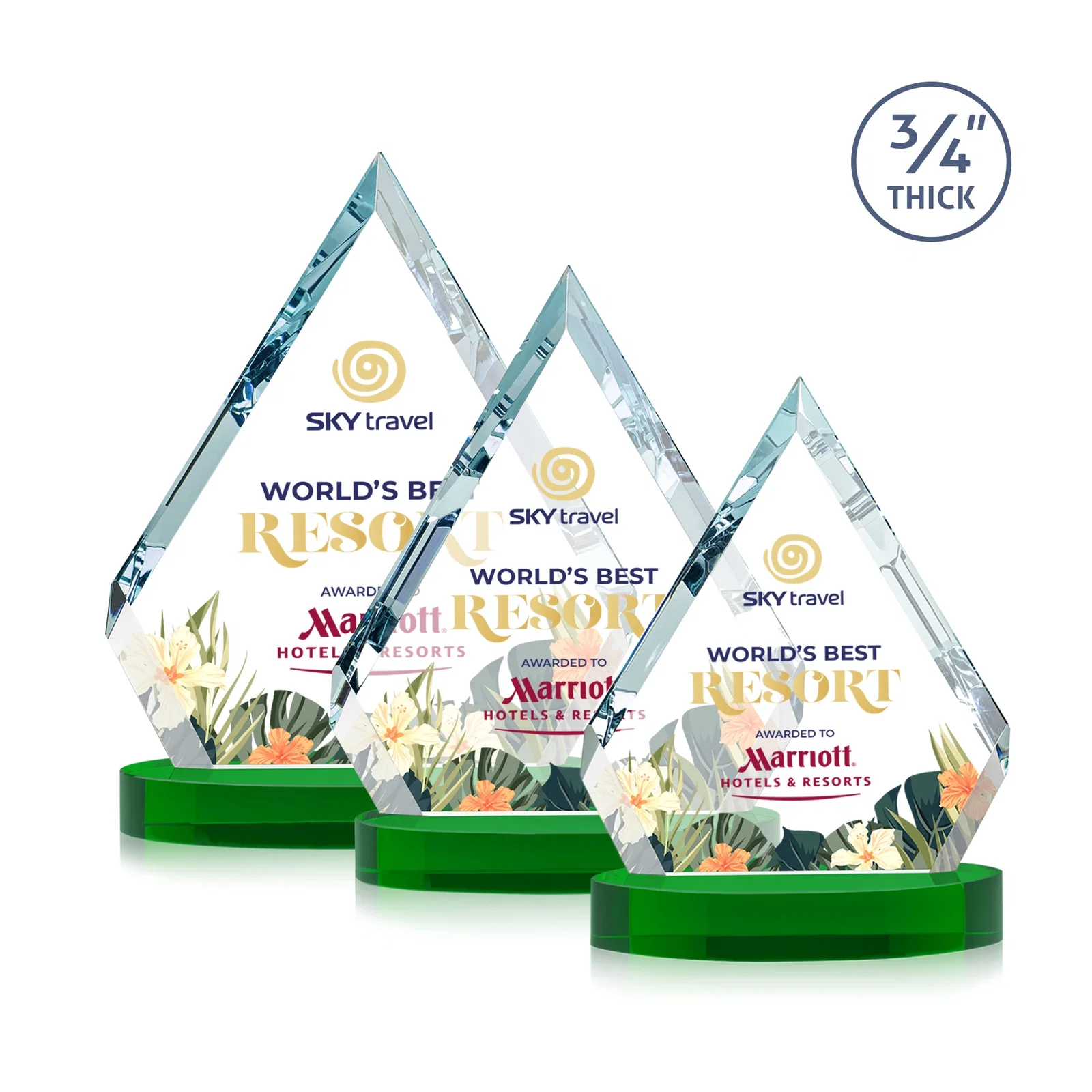 Personalized Starfire Crystal Diamond Award With a Full-Color Printed Base, awards for employee recognition