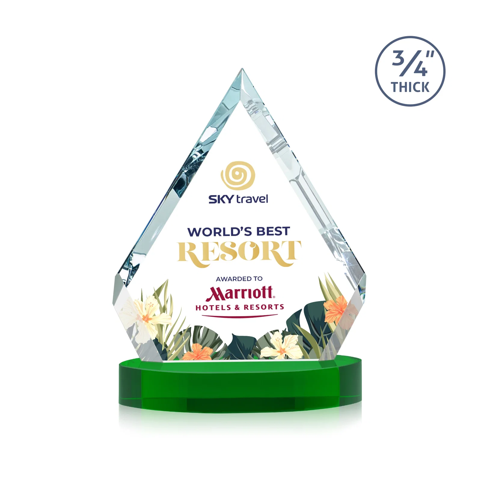 Personalized Starfire Crystal Diamond Award With a Full-Color Printed Base, awards for corporate award ceremonies