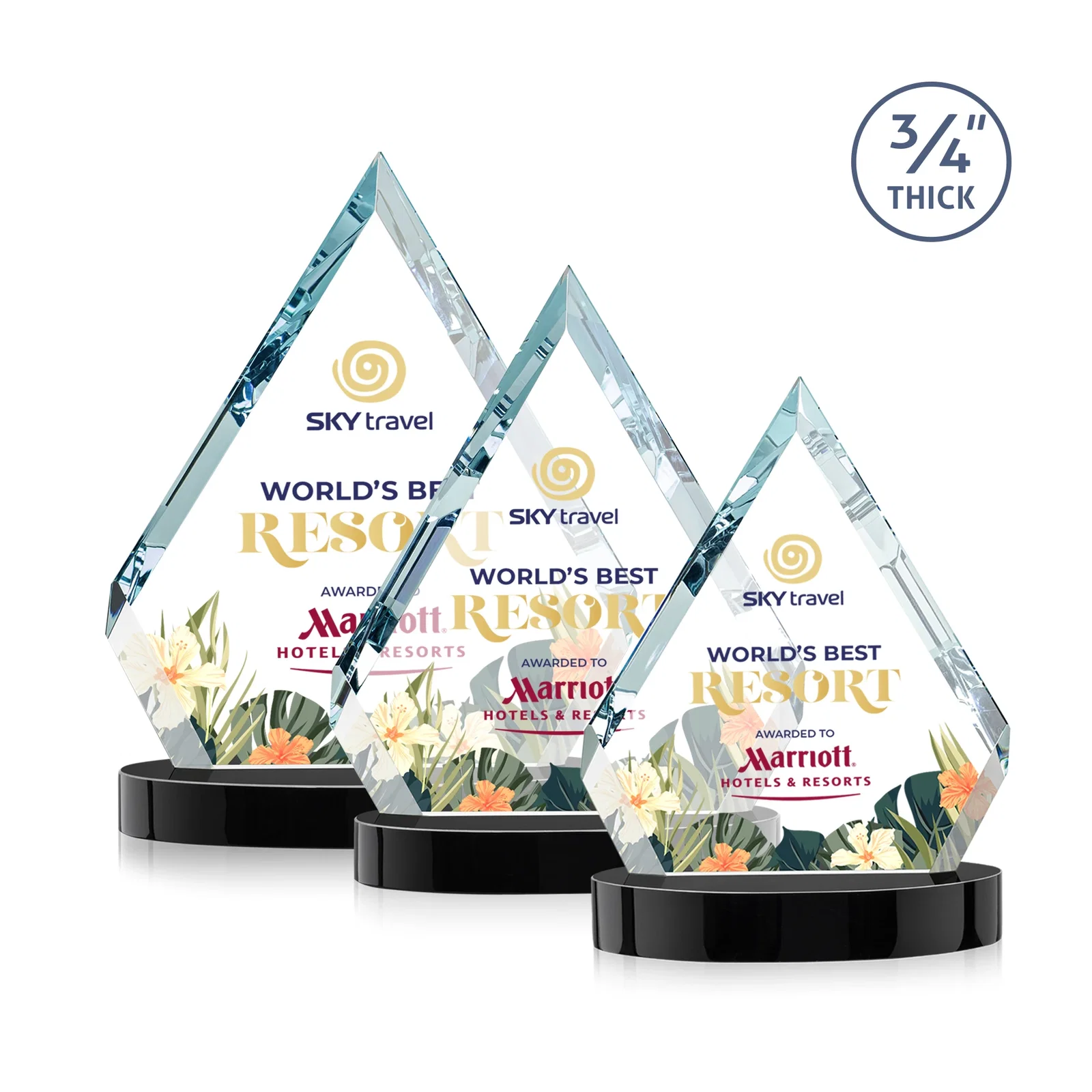 Personalized Starfire Crystal Diamond Award With a Full-Color Printed Base, awards for retirement presentations